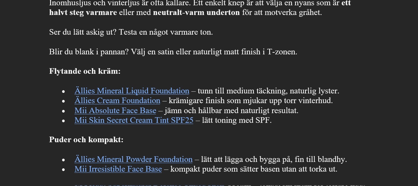 Excerpt from the Swedish client draft on foundation for autumn and winter (2 of 2)